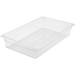 Winco SP Series clear polycarbonate food pan, large rectangular footprint in a medium depth, angled view
