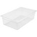 Winco SP Series clear polycarbonate food pan, large rectangular footprint in a deeper depth, angled view