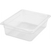 Winco SP Series clear polycarbonate food pan, medium footprint in a medium depth, angled view
