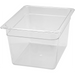 Winco SP Series clear polycarbonate food pan, medium footprint in the deepest depth, angled view