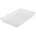 Winco SP Series clear polycarbonate food pan, large rectangular footprint in the shallowest depth, angled view