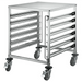 Winco SRK-12D double side-load stainless steel 12-tier steam table pan rack on casters, empty, angled view