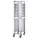 Winco SRK-36 stainless steel 36-tier steam table pan and food pan rack, tall mobile rack on four swivel casters