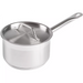 Winco SSSP-Series stainless steel sauce pan with cover and long hanging-hole handle, second size option