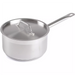 Winco SSSP-Series stainless steel sauce pan with cover and long hanging-hole handle, third size option