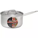 Winco SSSP-Series stainless steel sauce pan with cover and long handle, shown with its Winco product label
