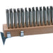 Winco scratch brush with wire bristles, close-up of the wood block head, steel bristles and end scraper