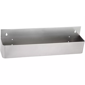 Winco single stainless steel speed bar rail with deep trough and keyhole wall-mount slots, shorter size option