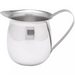 Winco stainless steel bell creamer with wide rounded belly, open handle and pour spout, second size shown