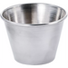 Winco stainless steel condiment cup with rolled rim and tapered sides, tall single cup, second size option