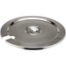 Winco stainless steel cover for inserts, round flat lid with centre handle and ladle notch, large size option