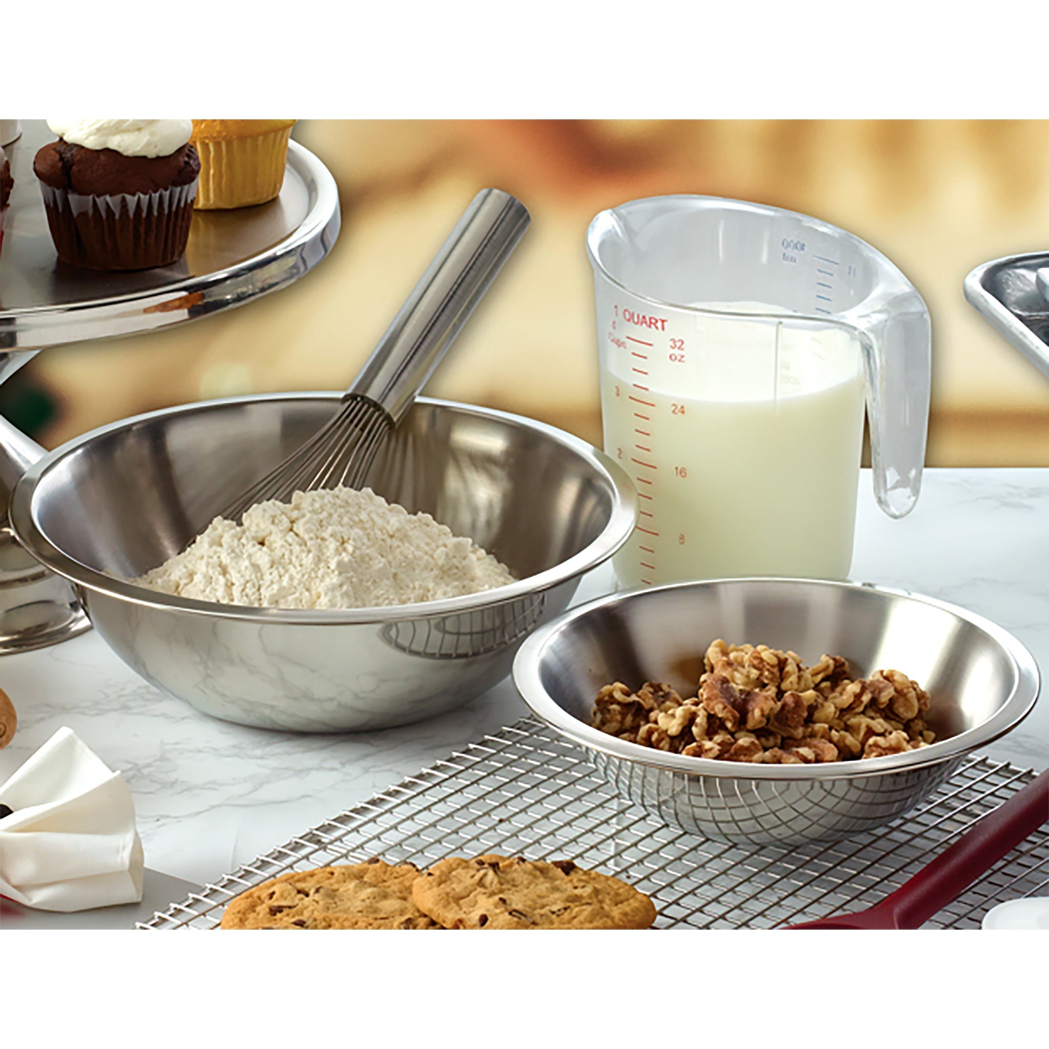 Winco Stainless Steel Economy Mixing Bowl - Various Sizes-Phoenix Food Equipment