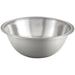 Winco stainless steel economy mixing bowl with rolled rim and satin finish, single bowl side view