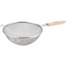 Winco stainless steel fine mesh strainer with wooden handle and bowl hook, second size option