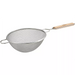 Winco stainless steel fine mesh strainer with wooden handle and bowl hook, smaller size option