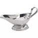 Winco stainless steel gravy boat with loop handle and pedestal base, second size option, side view