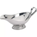 Winco stainless steel gravy boat with loop handle and pedestal base, third size option, side view