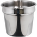 Winco stainless steel insert, round soup well insert with rolled rim, second size option shown at an alternate angle