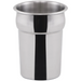 Winco stainless steel insert, slim tall round insert with rolled rim, smallest diameter size option, front view