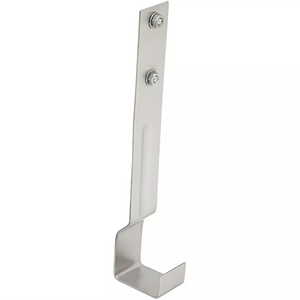 Winco stainless steel mounting strap for speed bar rails, vertical bracket with screw holes and J-shaped hook