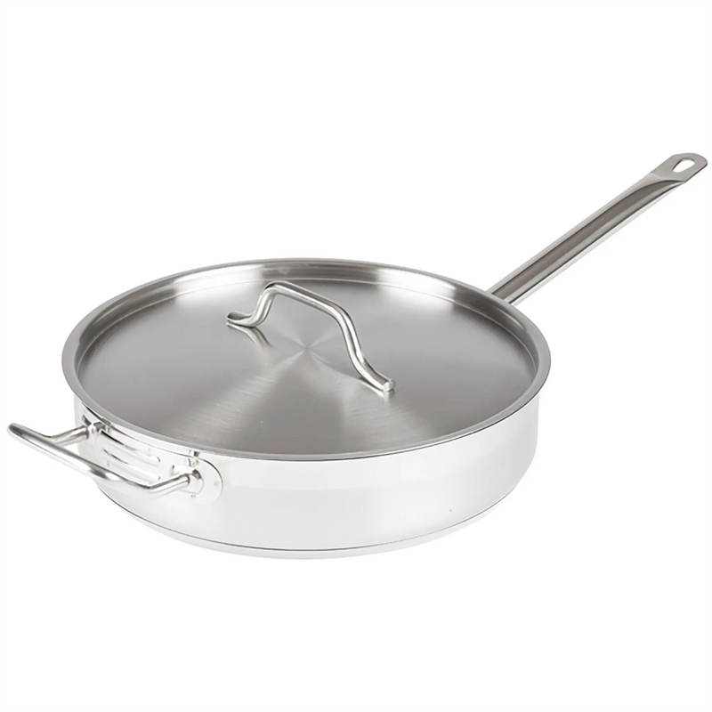 Winco Stainless Steel Sauté Pan With Cover - Various Sizes-Phoenix Food Equipment