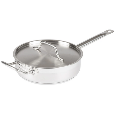 Winco Stainless Steel Sauté Pan With Cover - Various Sizes-Phoenix Food Equipment