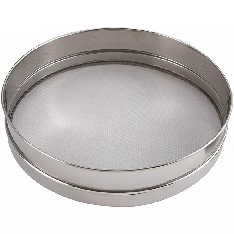 Winco stainless steel sieve, round flour sifter with a fine mesh screen and a polished stainless steel rim