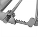 Winco stainless steel squeeze disher portioner, close-up of the geared release mechanism