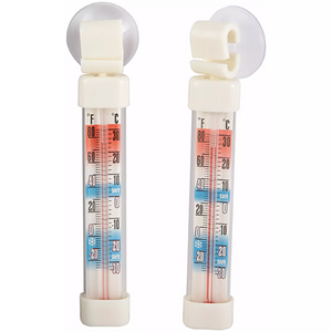 Winco suction cup refrigerator/freezer thermometers, pack of 2 white tube thermometers with clear suction cups