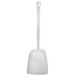 Winco toilet bowl brush and holder, white plastic brush with twisted handle standing in its white caddy