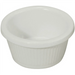 Winco white fluted ramekin from a pack of 12, round dish with ribbed outer sides, second size option
