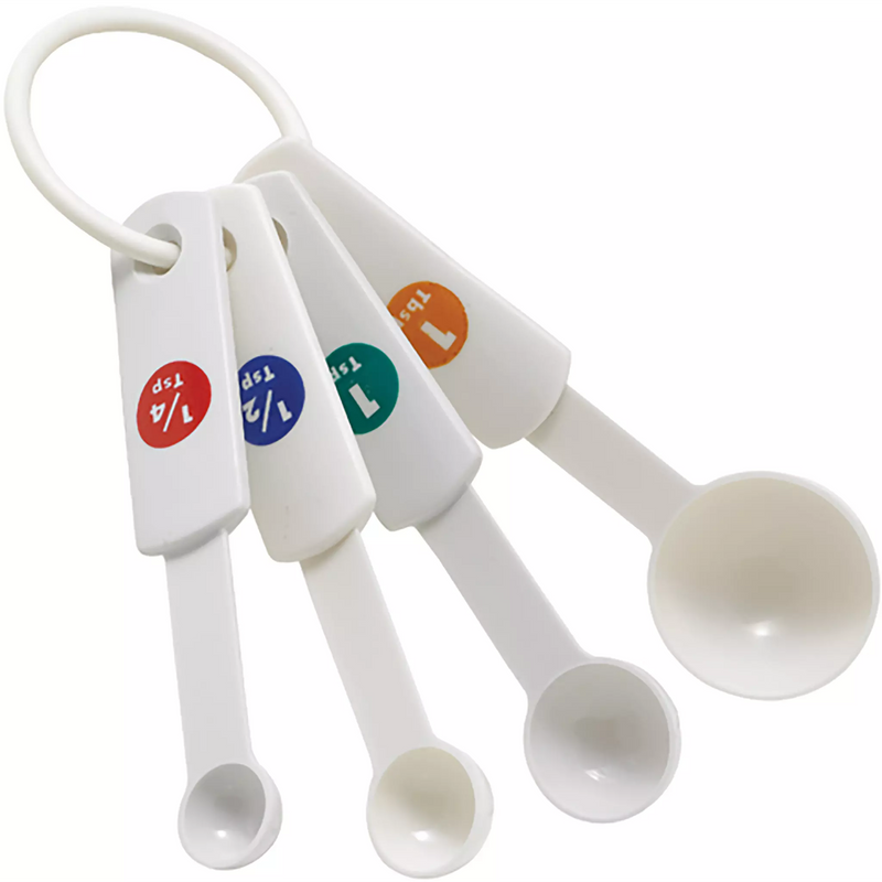 Winco White Plastic Measuring Spoon Set (Set of 4)-Phoenix Food Equipment