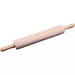 Winco wooden rolling pin with natural hardwood barrel and turned handles on both ends, side view