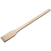 Winco wooden stirring paddle, natural hardwood mixing paddle with a wide flat blade and hanging hole, angled view