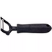 Winco Y peeler with soft grip handle, straight blade style with stainless steel blade and black handle, side view